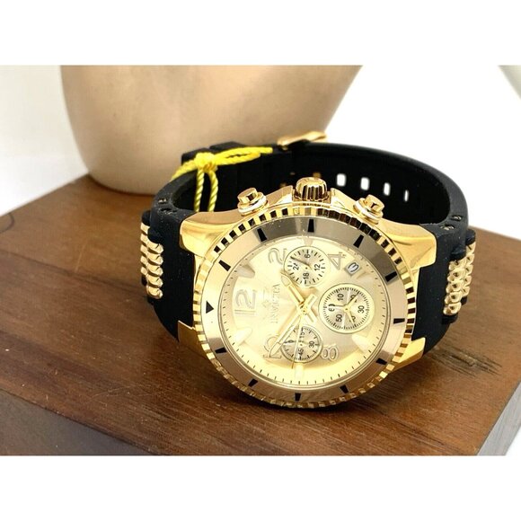 Invicta Women\'s Watch 36909 Quartz Chronograph Gold Black Rubber Band 39mm main image 7